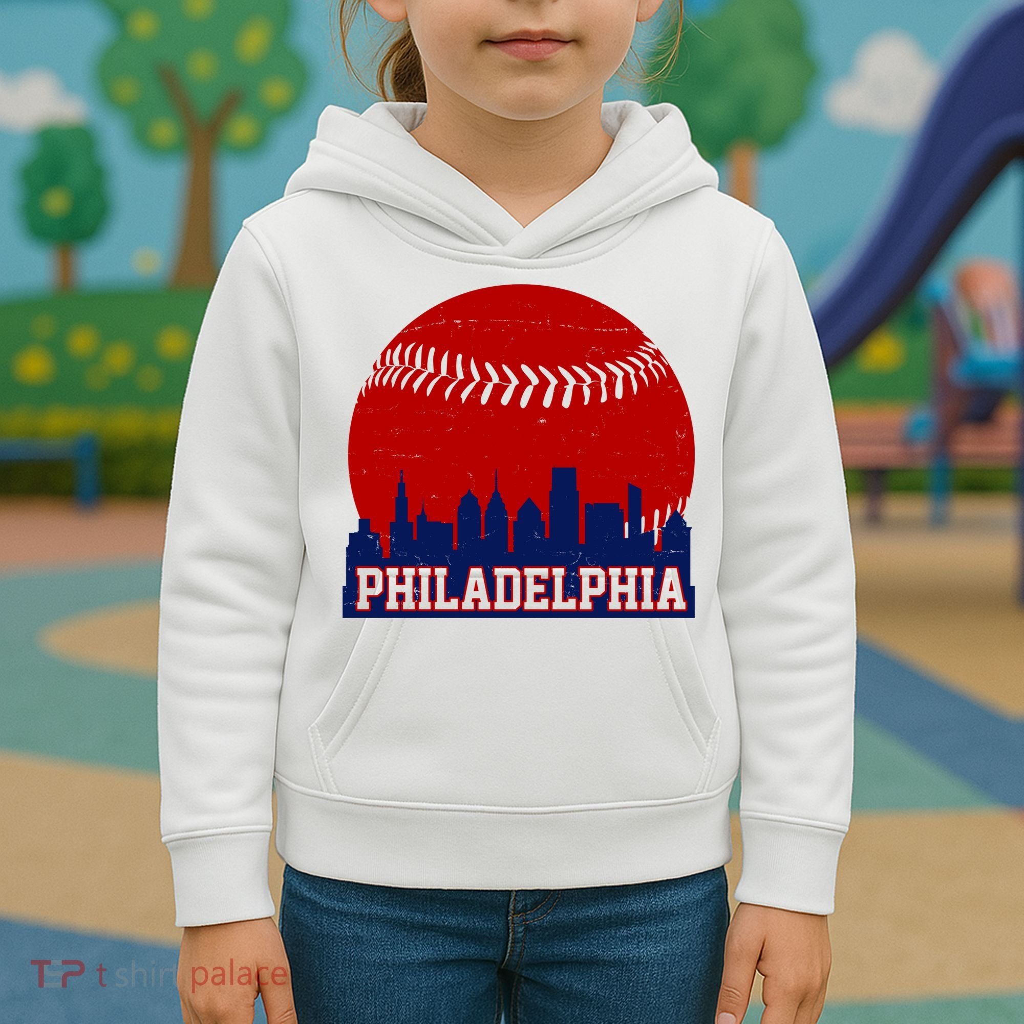 Philadelphia Baseball City Skyline Kids Hoodie