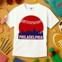 Philadelphia Baseball City Skyline Kids T-Shirt thumb 3