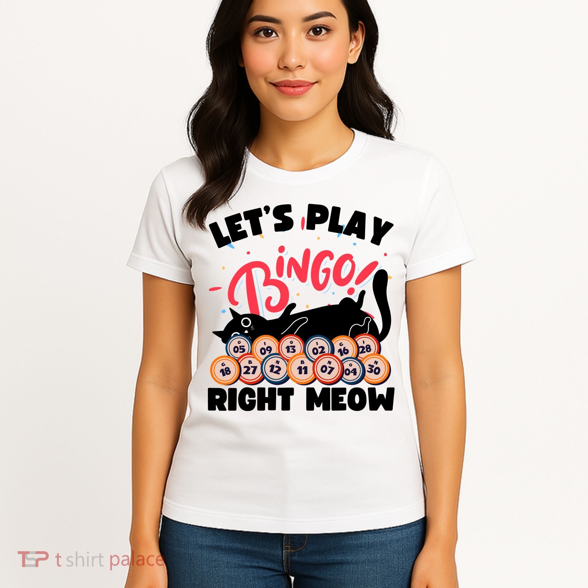 Play Bingo & Cat Bingo Player Gambling Bingo Women's T-Shirt
