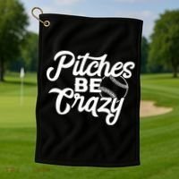 Pitches Be Crazy Softball Baseball Golf Towel thumb 1