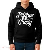 Pitches Be Crazy Softball Baseball Kids Hoodie thumb 4
