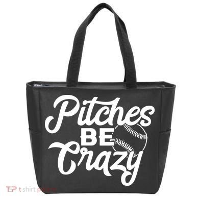 Pitches Be Crazy Softball Baseball Tote Bag