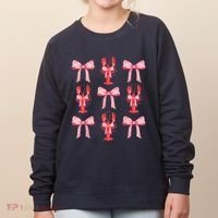 Pink Bow Cute Coquette Crawfish Clean Girl Aesthetic Women's Sweatshirt thumb 0