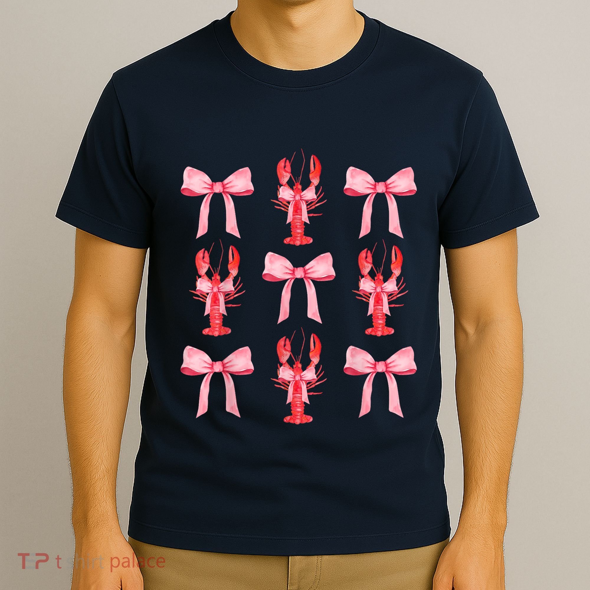 Pink Bow Cute Coquette Crawfish Clean Girl Aesthetic T-Shirt