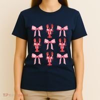 Pink Bow Cute Coquette Crawfish Clean Girl Aesthetic T-Shirt thumb 4