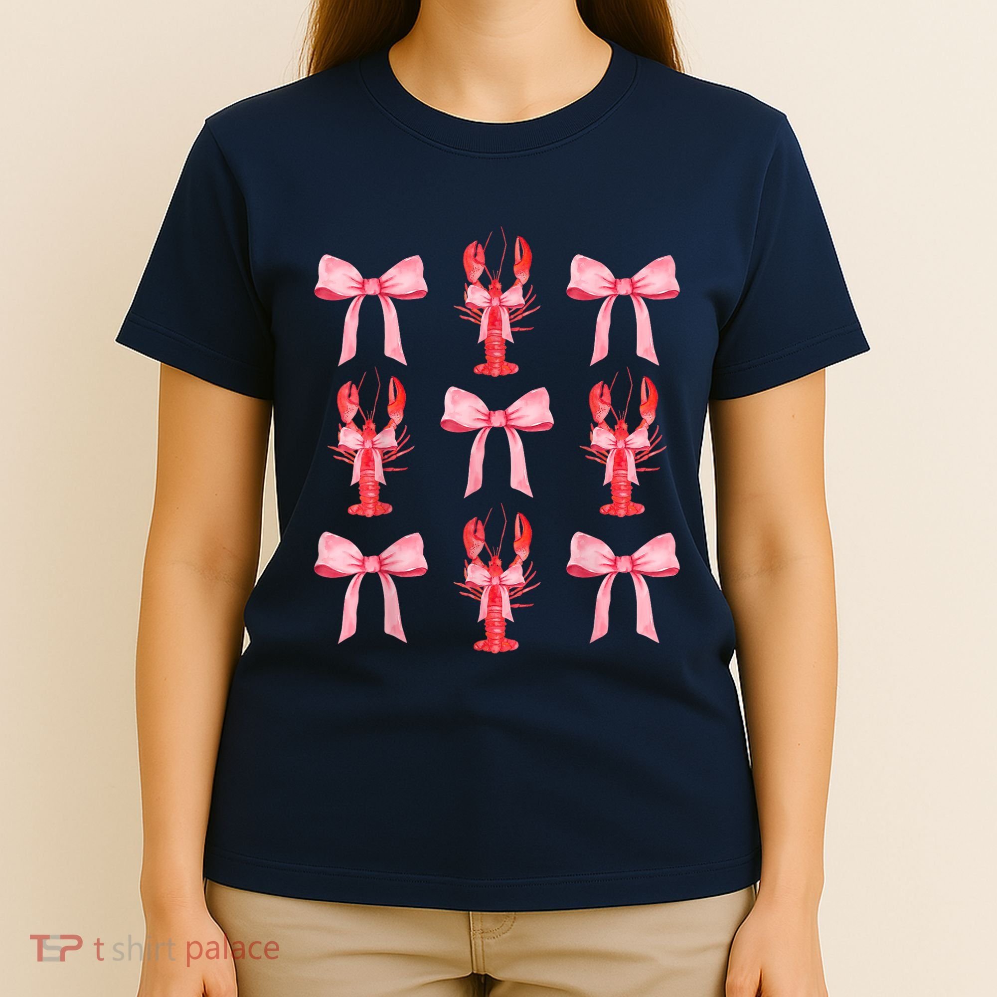 Pink Bow Cute Coquette Crawfish Clean Girl Aesthetic T-Shirt