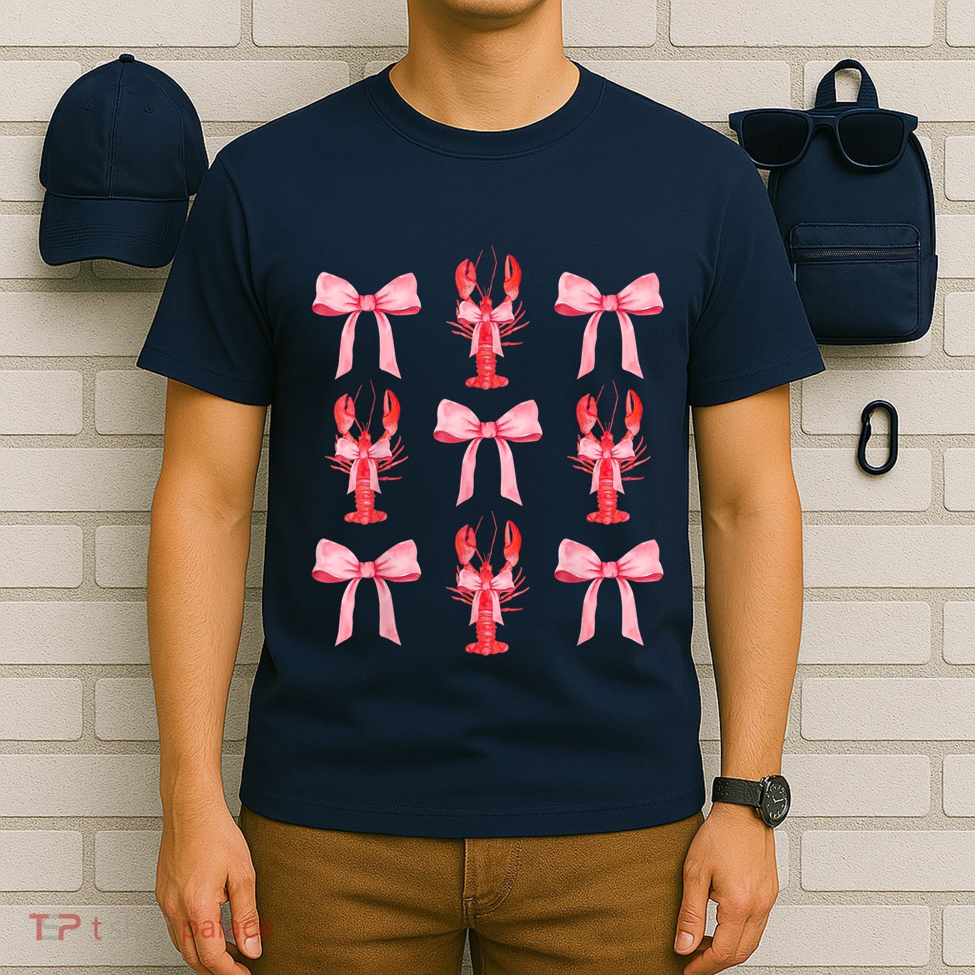 Pink Bow Cute Coquette Crawfish Clean Girl Aesthetic T-Shirt