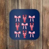 Pink Bow Cute Coquette Crawfish Clean Girl Aesthetic Coaster thumb 0