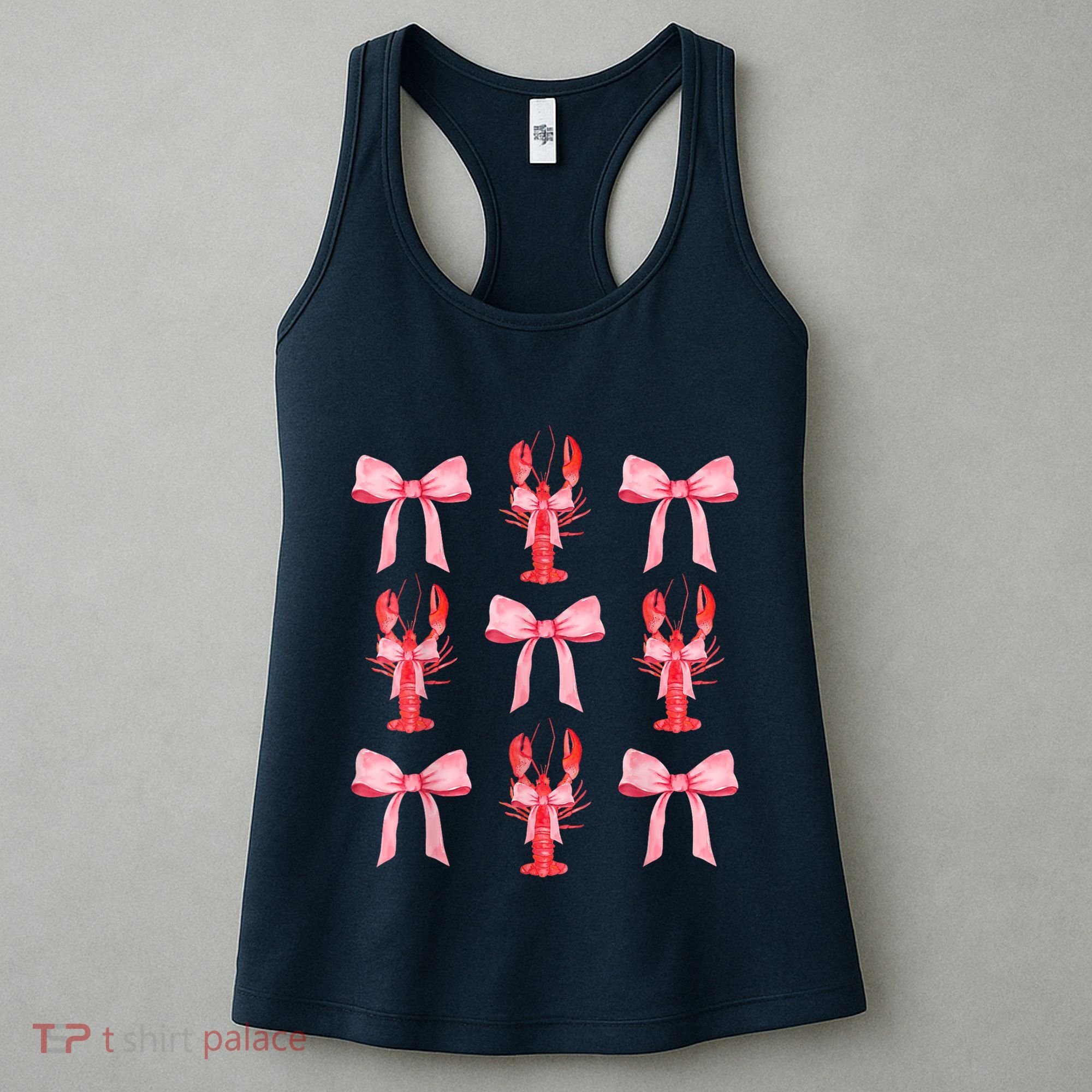 Pink Bow Cute Coquette Crawfish Clean Girl Aesthetic Women's Tank Top