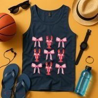 Pink Bow Cute Coquette Crawfish Clean Girl Aesthetic Tank Top thumb 4