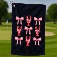 Pink Bow Cute Coquette Crawfish Clean Girl Aesthetic Golf Towel thumb 1
