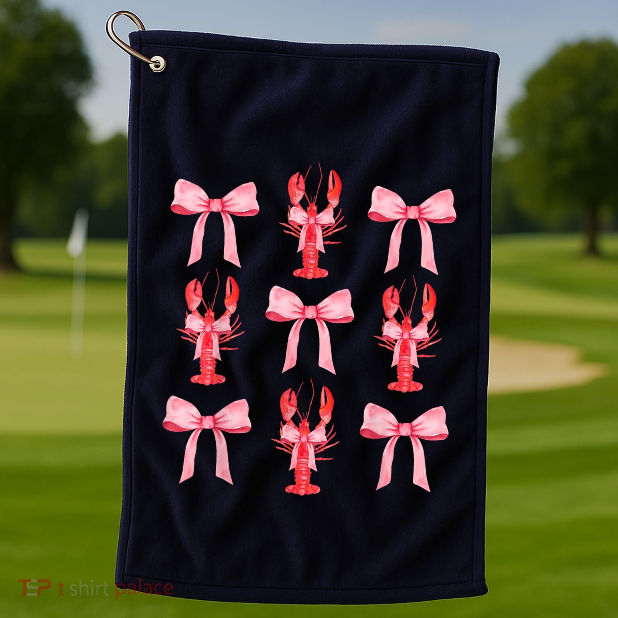 Pink Bow Cute Coquette Crawfish Clean Girl Aesthetic Golf Towel