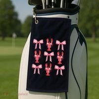Pink Bow Cute Coquette Crawfish Clean Girl Aesthetic Golf Towel thumb 2