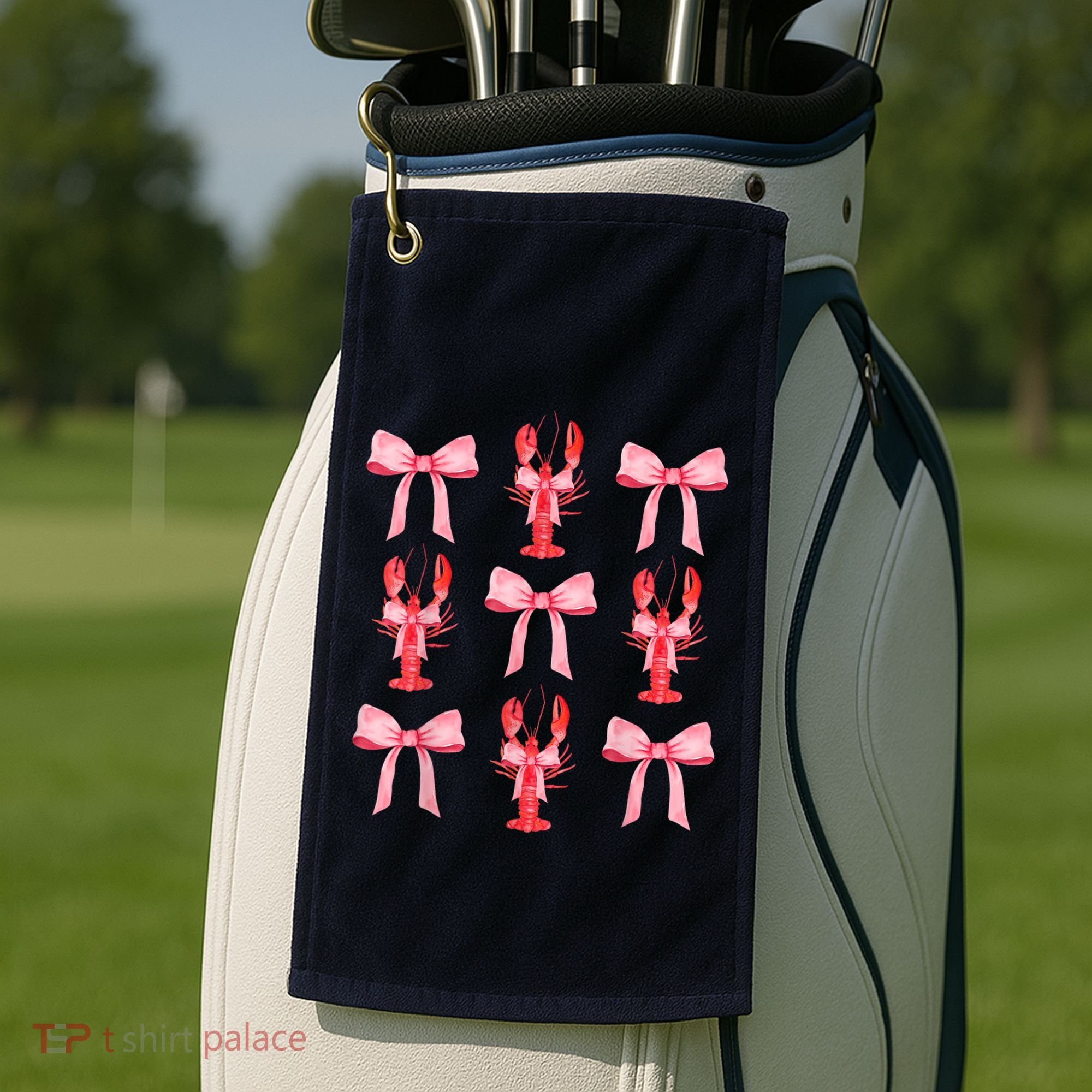 Pink Bow Cute Coquette Crawfish Clean Girl Aesthetic Golf Towel