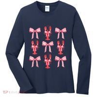 Pink Bow Cute Coquette Crawfish Clean Girl Aesthetic Women's Long Sleeve Shirt thumb 0
