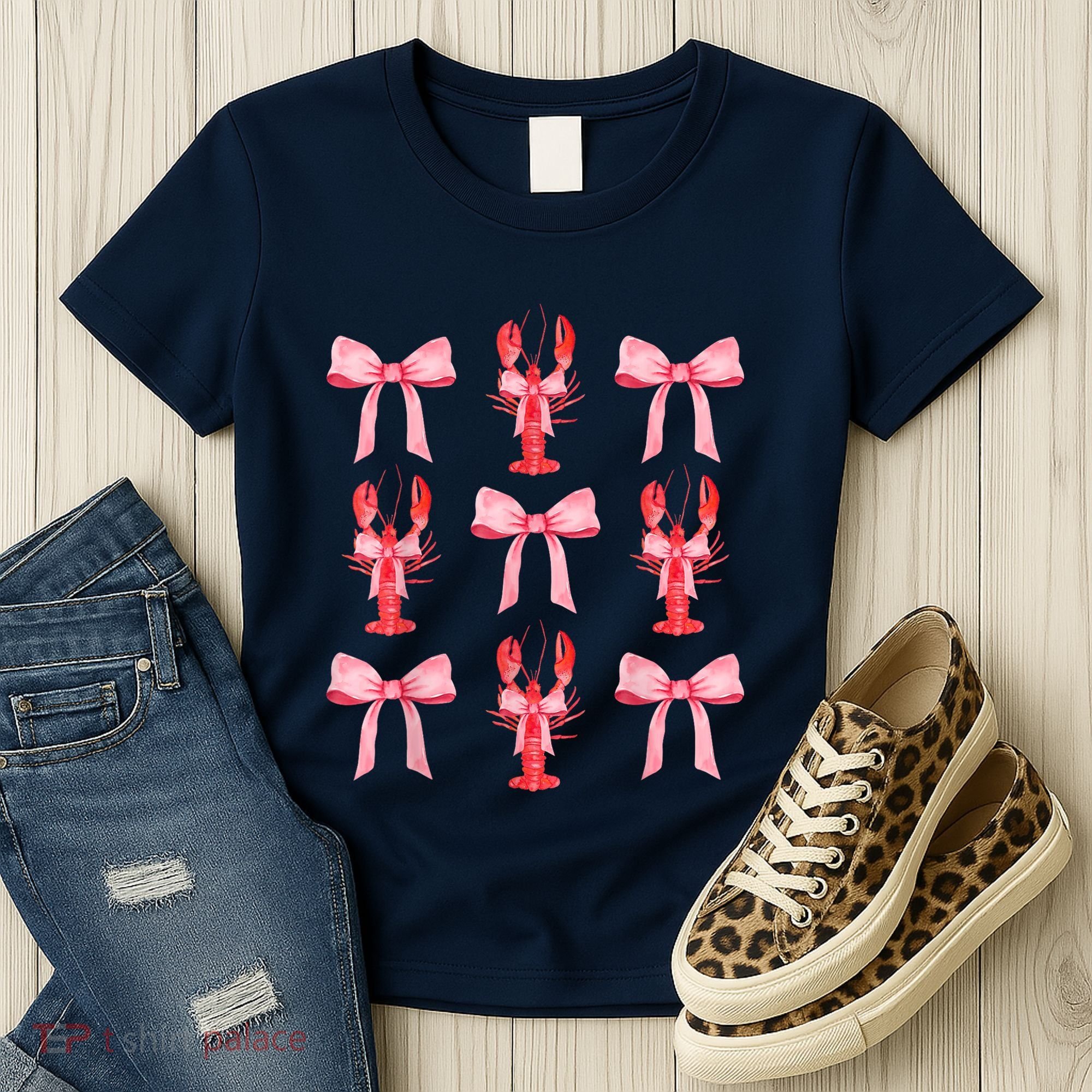 Pink Bow Cute Coquette Crawfish Clean Girl Aesthetic Women's T-Shirt
