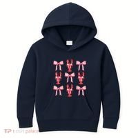 Pink Bow Cute Coquette Crawfish Clean Girl Aesthetic Kids Hoodie thumb 0