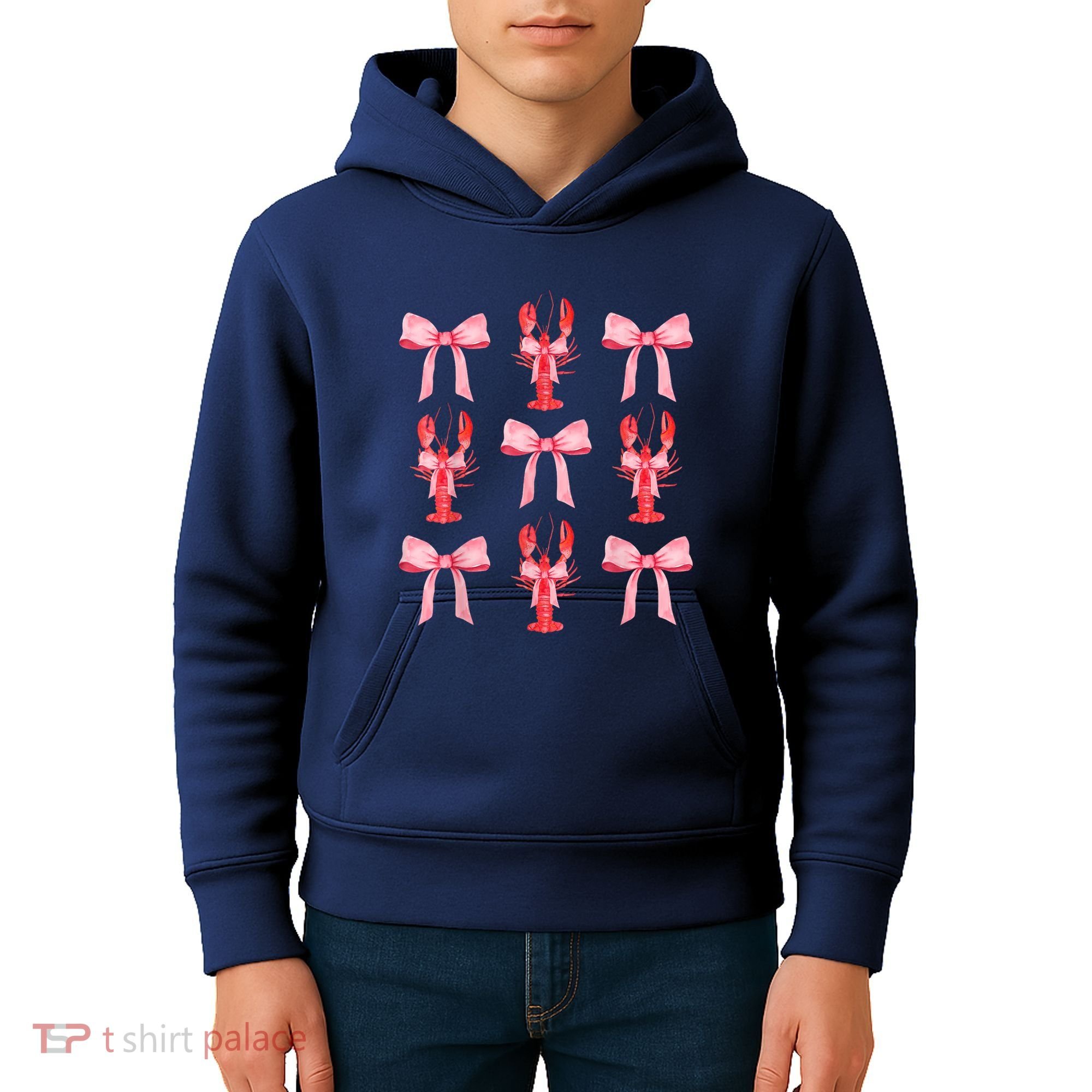 Pink Bow Cute Coquette Crawfish Clean Girl Aesthetic Kids Hoodie