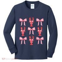 Pink Bow Cute Coquette Crawfish Clean Girl Aesthetic Kids Long Sleeve Shirt thumb 0