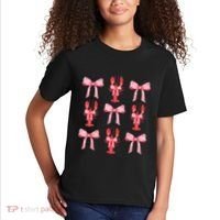 Pink Bow Cute Coquette Crawfish Clean Girl Aesthetic Kids T-Shirt thumb 2