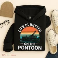 Pontoon Boat Captain Life Is Better On The Pontoon Hoodie thumb 4