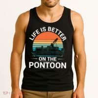 Pontoon Boat Captain Life Is Better On The Pontoon Tank Top thumb 3