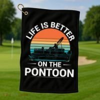 Pontoon Boat Captain Life Is Better On The Pontoon Golf Towel thumb 1