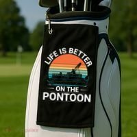 Pontoon Boat Captain Life Is Better On The Pontoon Golf Towel thumb 2