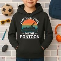Pontoon Boat Captain Life Is Better On The Pontoon Kids Hoodie thumb 2