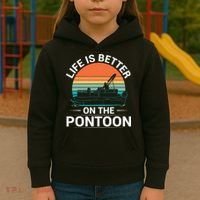 Pontoon Boat Captain Life Is Better On The Pontoon Kids Hoodie thumb 3