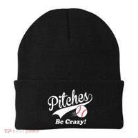 Pitches Be Crazy Funny Baseball Sport Beanie thumb 0