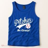 Pitches Be Crazy Funny Baseball Sport Tank Top thumb 2