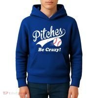 Pitches Be Crazy Funny Baseball Sport Kids Hoodie thumb 4