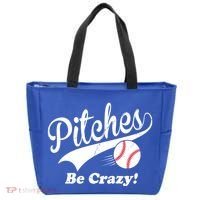 Pitches Be Crazy Funny Baseball Sport Tote Bag thumb 0