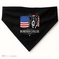 Proud Border Collie Dad American Flag Patriotic Dog USA-Made Doggie Bandana thumb 0