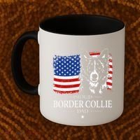 Proud Border Collie Dad American Flag Patriotic Dog Coffee Mug thumb 2