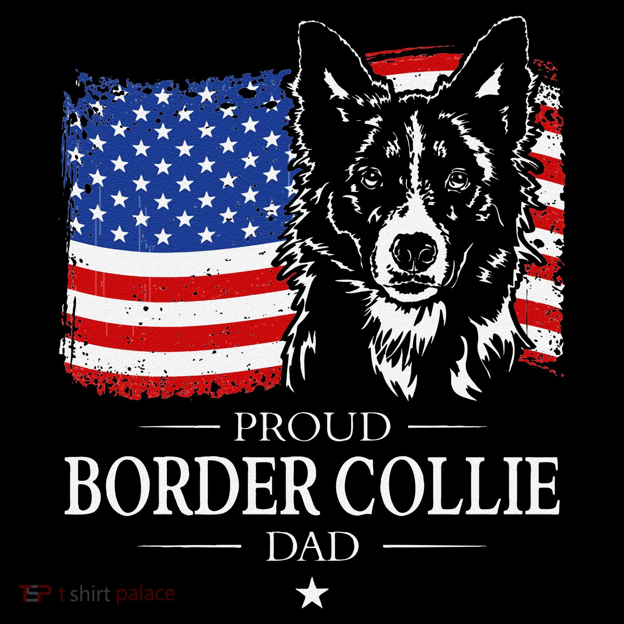 Proud Border Collie Dad American Flag Patriotic Dog Coffee Mug