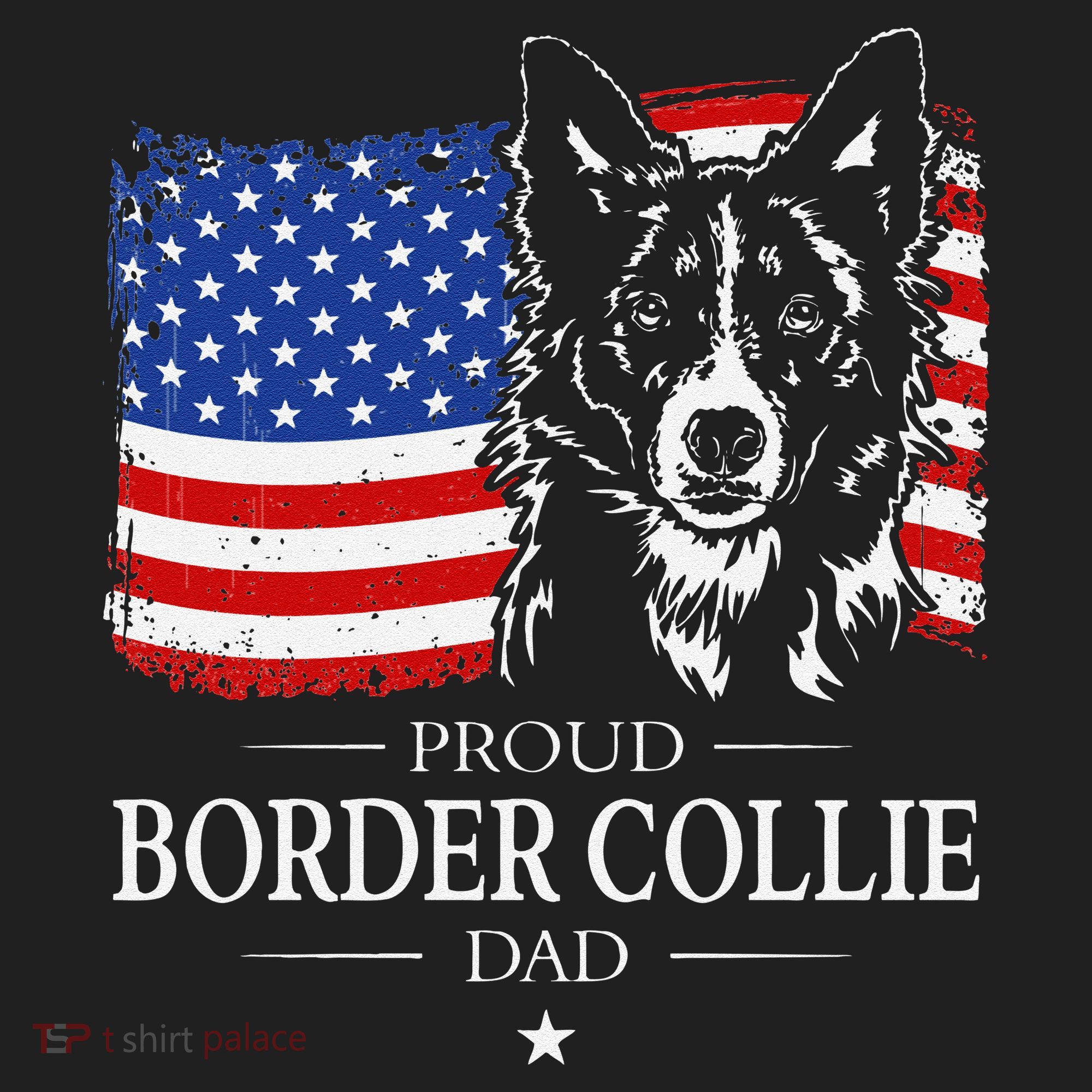 Proud Border Collie Dad American Flag Patriotic Dog Beanie