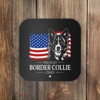 Proud Border Collie Dad American Flag Patriotic Dog Coaster thumb 0
