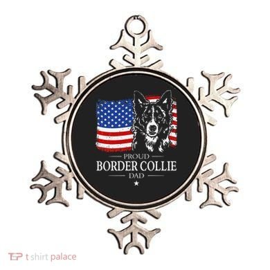 Proud Border Collie Dad American Flag Patriotic Dog Ornament