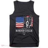 Proud Border Collie Dad American Flag Patriotic Dog Tank Top thumb 0