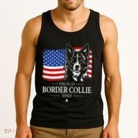 Proud Border Collie Dad American Flag Patriotic Dog Tank Top thumb 3