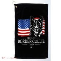 Proud Border Collie Dad American Flag Patriotic Dog Golf Towel thumb 0