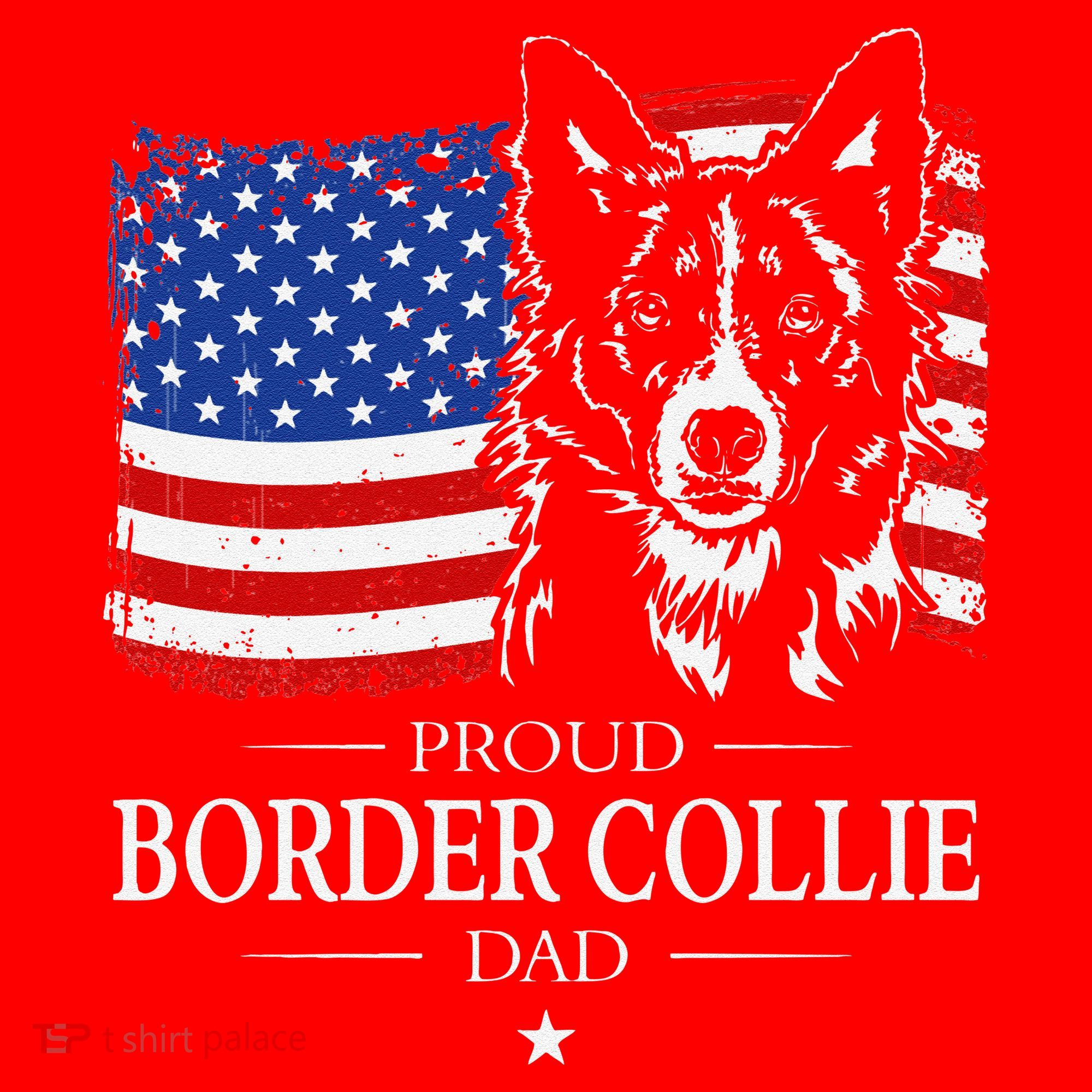 Proud Border Collie Dad American Flag Patriotic Dog Santa Hat