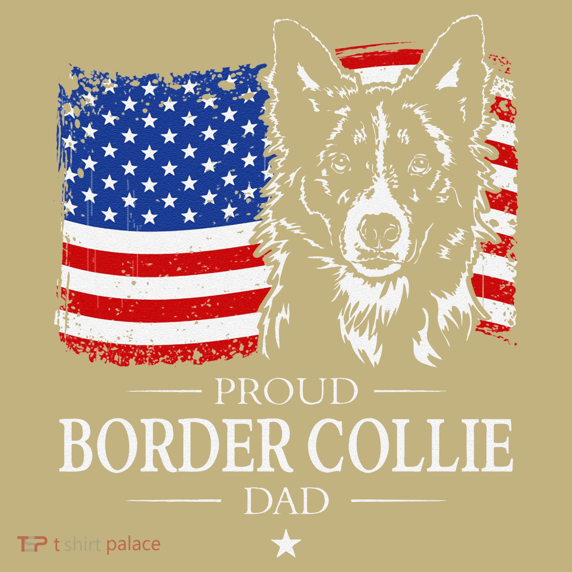 Proud Border Collie Dad American Flag Patriotic Dog Hoodie