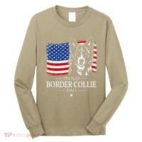 Proud Border Collie Dad American Flag Patriotic Dog Long Sleeve Shirt thumb 0