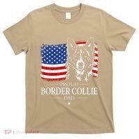 Proud Border Collie Dad American Flag Patriotic Dog T-Shirt thumb 0