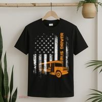 Patriotic Bus Driver Usa American Flag School Bus Driver T-Shirt thumb 2