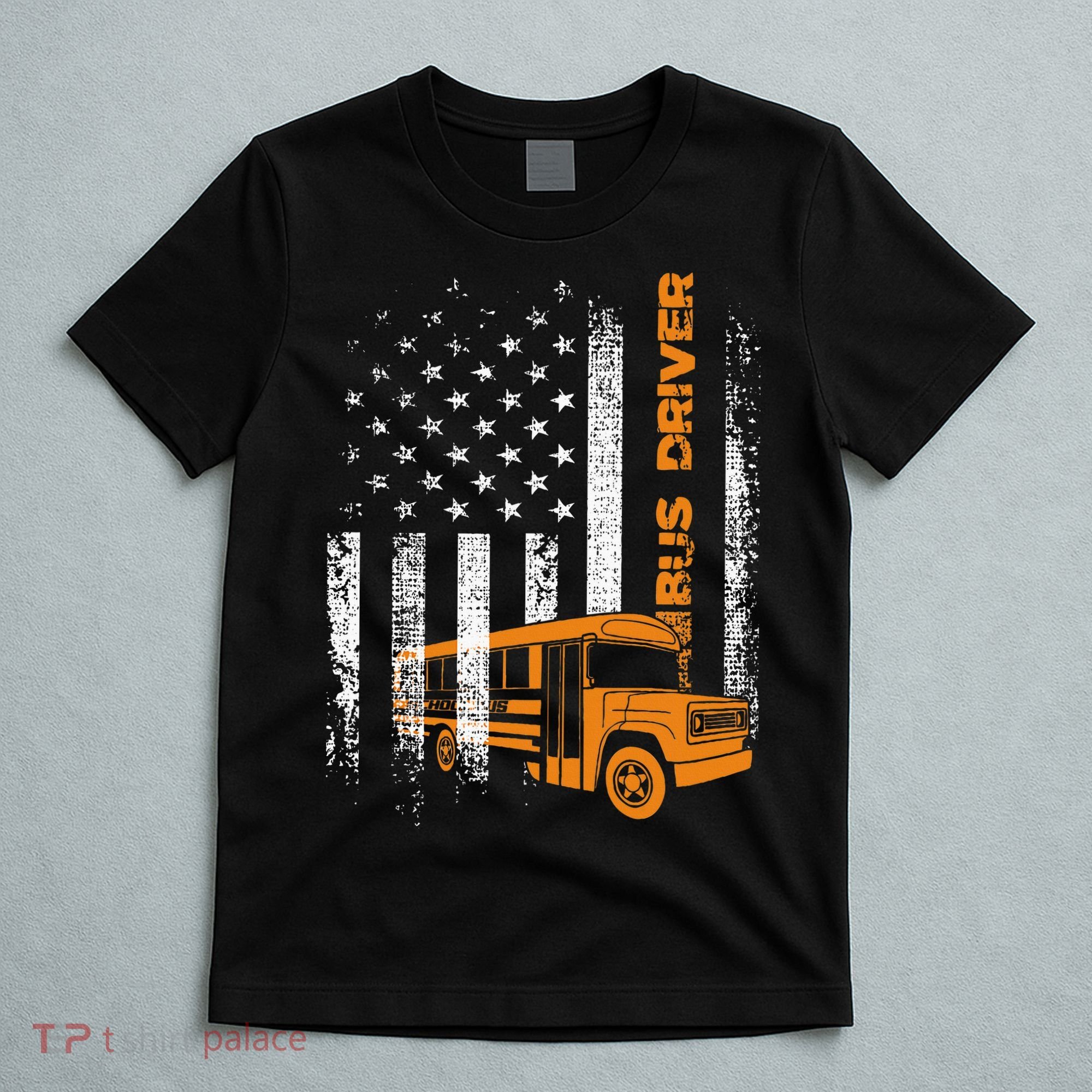 Patriotic Bus Driver Usa American Flag School Bus Driver T-Shirt