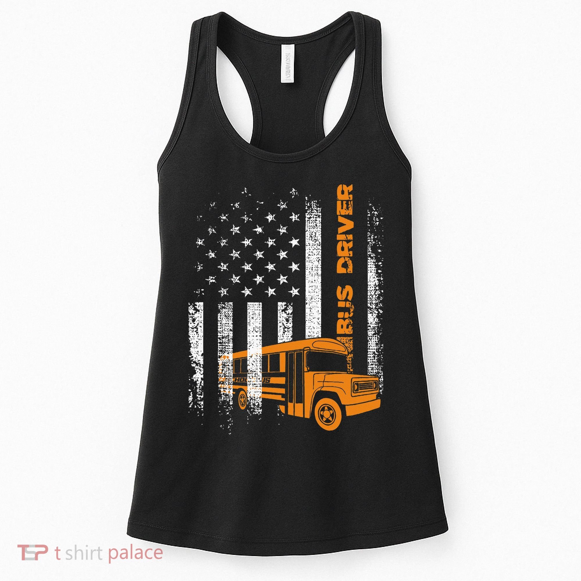 Patriotic Bus Driver Usa American Flag School Bus Driver Women's Tank Top